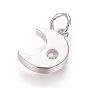 Micro cuivres ouvrent pendentifs zircone cubique, avec anneau de saut, plaqué longue durée, lune