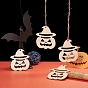 Pumpkin Jack-O'-Lantern Shape Halloween Blank Wooden Cutouts Ornaments, for Halloween Hanging Decoration, Kids Crafts DIY Party Supplies