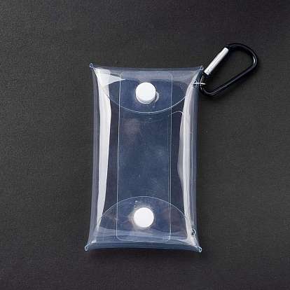 Waterproof Transparent PVC Key Clasp Storage Bags, with Aluminum Alloy Clasp and Plastic Button, for Earphone Coin Lipstick Cosmetic Accessories Organizer
