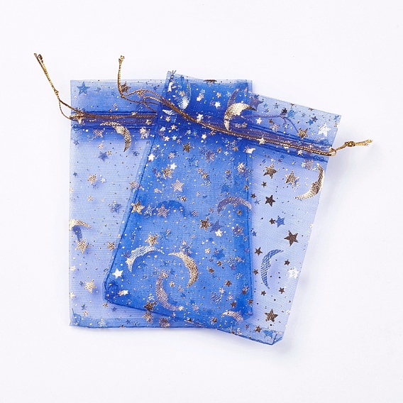 Organza Bags, with Moon and Star Pattern