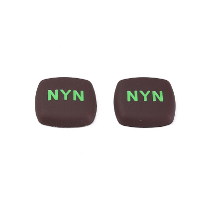Acrylic Enamel Cabochons, Square with Word NYN