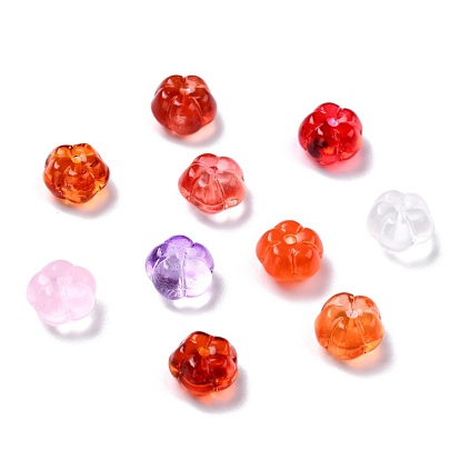 Perles de verre transparentes thème automne, citrouille