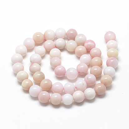 Rose naturel perles d'opale brins, Grade a, ronde