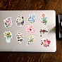 50Pcs Cartoon Flower Paper Sticker Label Set, Adhesive Label Stickers, for Suitcase & Skateboard & Refigerator Decor