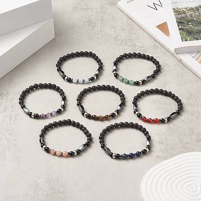 Ensemble de bracelets extensibles en alliage de pierres précieuses et d'alliages mélangés naturels et synthétiques de style pcs pour femmes