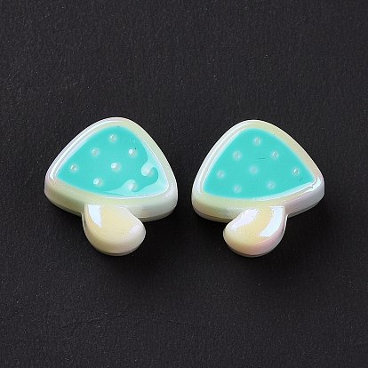 Placage uv perles européennes acryliques irisées arc-en-ciel, Perles avec un grand trou   , avec l'émail, champignons