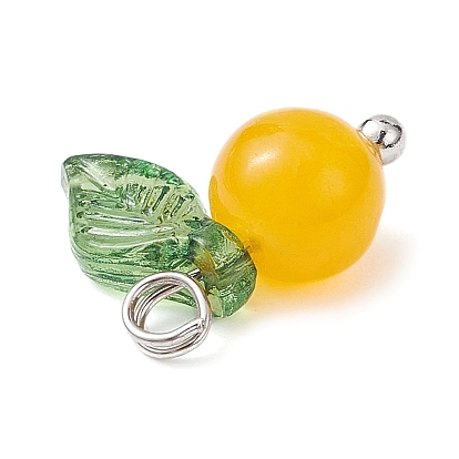 Подвески в виде фруктов из натуральных драгоценных камней, с акриловым листом и латунными петлями с платиновым покрытием.