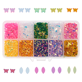 Olycraft Horse Eye & Butterfly Shining Nail Art Glitter, Manicure Sequins, DIY Sparkly Paillette Tips Nail, Crystal Epoxy Resin Material Filling