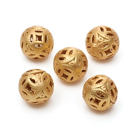Brass Beads, Long-Lasting Plated, Round, Hollow