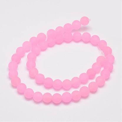 Natural Malaysia Jade Beads Strands, Round, Dyed, Frosted