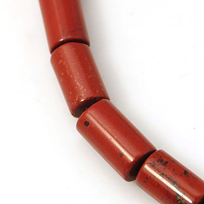 Rouge naturel perles de jaspe brins, colonne, Grade a, 10x6mm, Trou: 1mm