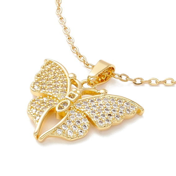 Collar con colgante de mariposa de circonita cúbica transparente, 304 joyas de acero inoxidable para mujer