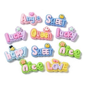 Opaque Resin Cabochons, Cartoon Word