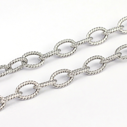 304 Stainless Steel Textured Cable Chains, Unwelded, Oval