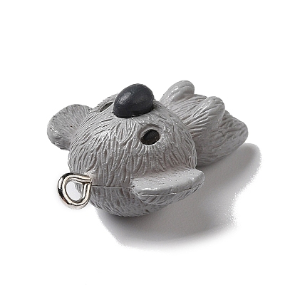 Opaque Resin Animal Pendants, Koala Charms with Platinum Plated Iron Loops