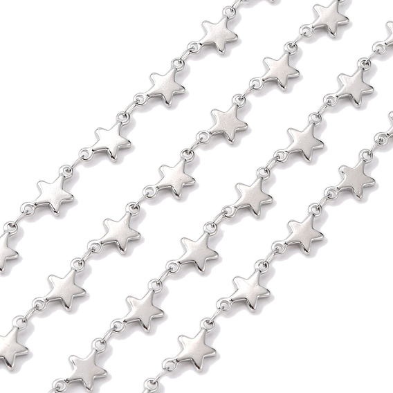 304 acier inoxydable chaînes décoratifs, soudé, avec connecteur étoile, 11x6x1.5mm