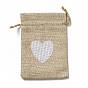 Льняные мешочки, сумка для шнурка, прямоугольник с белым узором в виде сердца