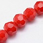 Brins de perles rondes en verre écologique, à facettes (32 facettes)
