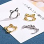 Women Cat Brass Leverback Earrings, Cute Kitty Face Earrings Jewelry Gift for Lovers Women Birthday Christmas