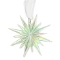 Decoración colgante de plástico transparente de navidad, para decoración colgante de árbol de navidad, con aro de hierro y cordón de gasa de red, verde pálido