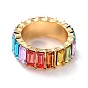 All-Around Sparkling Rhinestones Finger Ring, Flat Finger Ring for Women, Light Gold
