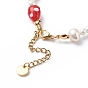 3D Lampwork Strawberry & Shell Pearl Beaded Bracelet for Women