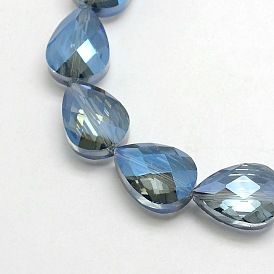 Brins de perles de larme de cristal de galvanoplastie, facette, couleur arc-en-plaqué, 18x13x9mm, Trou: 1mm, Environ 40 pcs/chapelet, 28.3 pouce