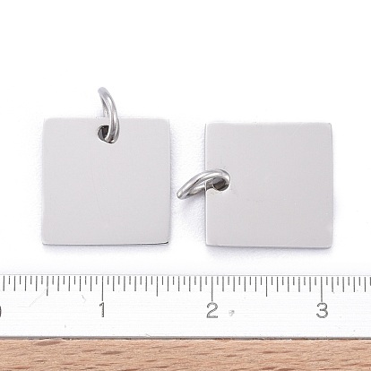 201 Stainless Steel Charms, Manual Polishing, Square