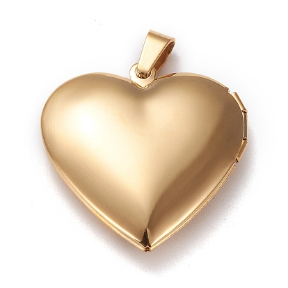 Pendentifs médaillon en acier inoxydable pour la saint-valentin 304, cadre de photo charmant pour colliers, coeur avec le mot je t'aime