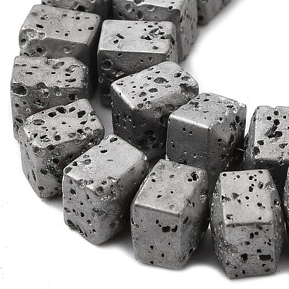 Electroplated Natural Lava Rock Beads Strands, Rectangle