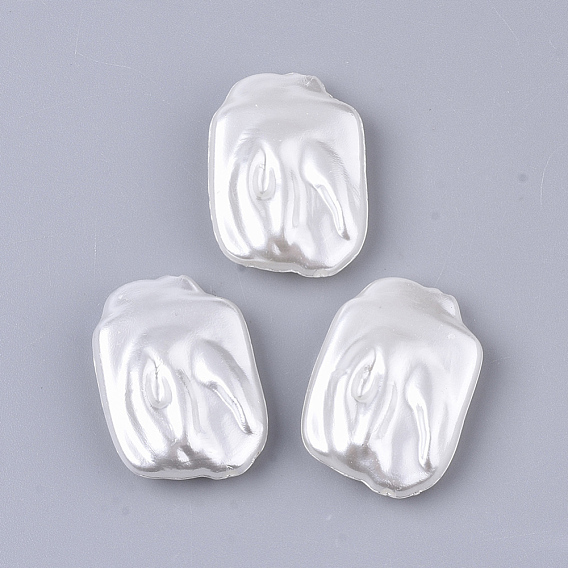 ABS Plastic Imitation Pearl Beads, Rectangle