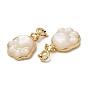 Decoraciones colgantes con estampado de pata de gato de concha blanca natural, con cierres de anillo de latón primavera