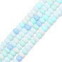 Opaque Spray Painted Glass Bead Strands, Frosted, Flat Round