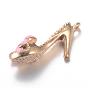 Alloy Enamel Pendants, High-heeled Shoes, Light Gold
