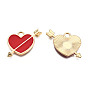 Light Gold Plated Alloy Pendants, with Enamel, Heart with Arrow