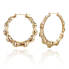 Bold Oversized Bamboo Hoop Earrings in Gold for Street Dance and Nightclub Wear