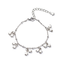 304 Stainless Steel Star Charm Bracelet with Satellite Chains for Women
