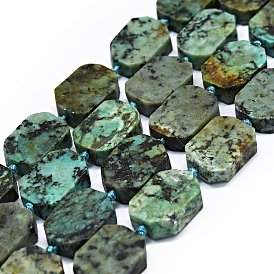 Brins de perles turquoises africaines naturelles (jaspe), givré, rectangle