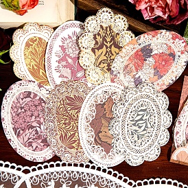 40Pcs 8 Styles Lace Scrapbook Paper, for DIY Album Scrapbook, Background Paper, Diary Decoration, Oval/Rectangle/Square/Round Pattern