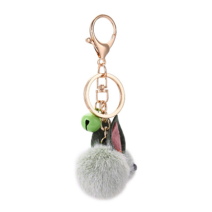 Wool Felt Keychain, with Iron Key Rings & Lobster Claw Clasps & Bell