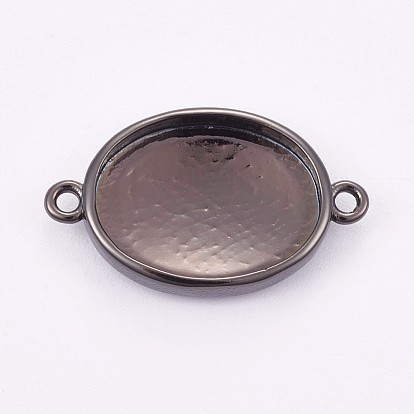La configuración del conector de bronce cabujón, copas de bisel de borde liso, larga duración plateado, oval