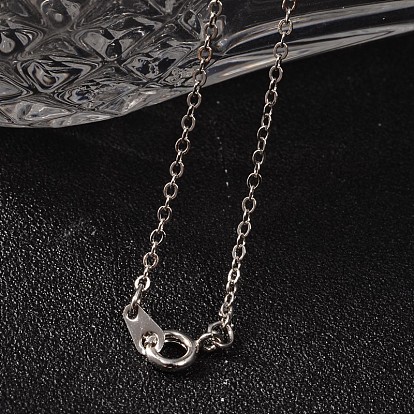 Цепочки и ожерелья с подвесками из гальванического стекла с покрытием в виде капли AB, с 304 крючками из нержавеющей стали и медными кабельными цепями, 17.9 дюйм, 55 мм, штифты : 0.6 мм