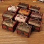 Boîtes de rangement portables en bois, avec fermoirs en fer et poignée en fer, rectangle