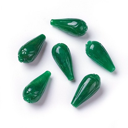 Jade naturel du Myanmar / jade de Birmanie perles semi-percées, teint, goutte 