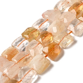 Natural Citrine Beads Strands, Faceted, Square