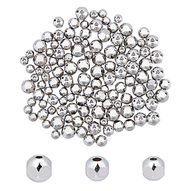 Unicraftale 120Pcs 3 Sizes 304 Stainless Steel Beads, Faceted, Round