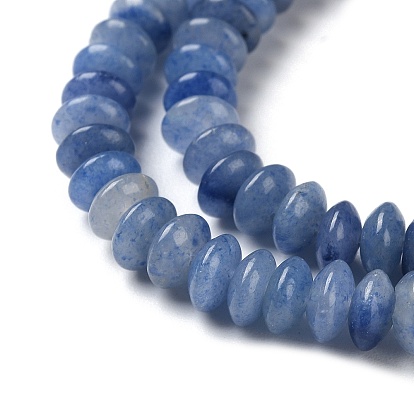 Azules naturales perlas de aventurina hebras, cuentas de platillo, Rondana plana