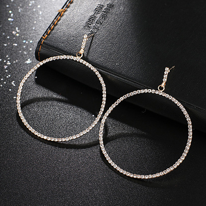 Sparkling Circle Earrings with Full Rhinestones - Elegant and Minimalistic Jewelry
