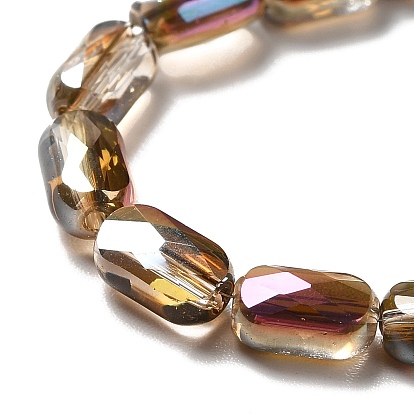 Transparentes perles de verre de galvanoplastie brins, demi-plaqué, facette, ovale