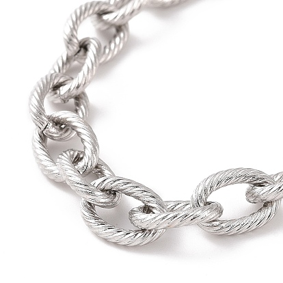304 pulsera de cadena tipo cable texturizada de acero inoxidable para hombres y mujeres